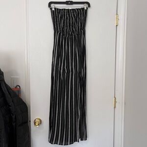 Smocked Tube Top Dress black and white